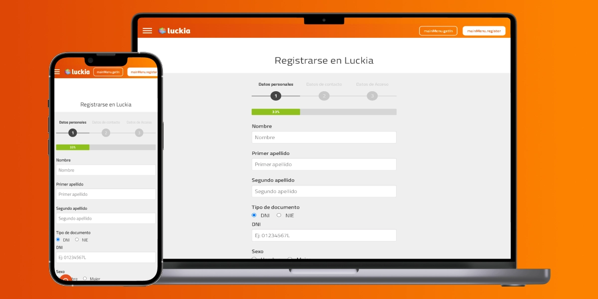 Imagen registro e inicio de sesion en luckia