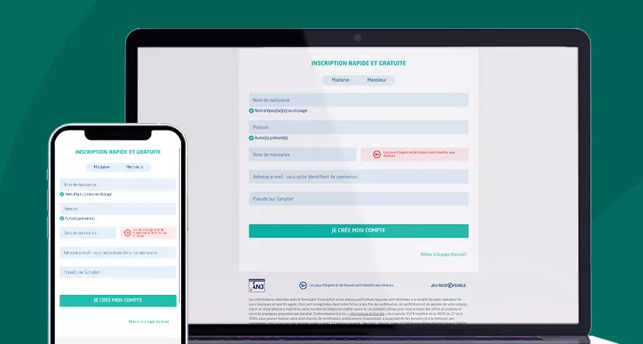 image mockup Inscription Genybet