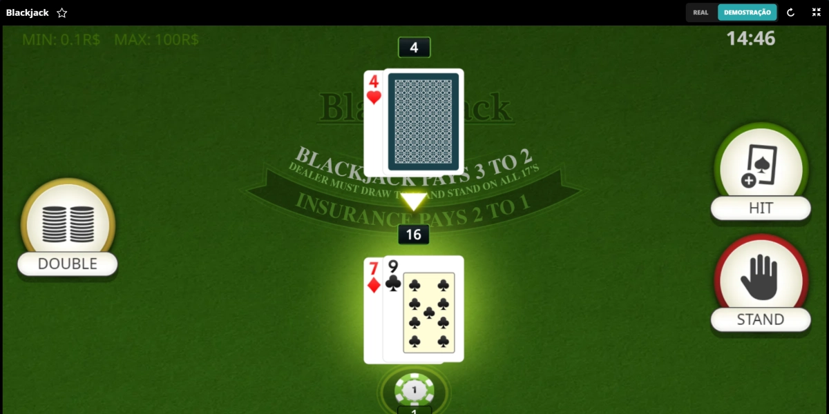 Imagem mostra blackjack na Novibet