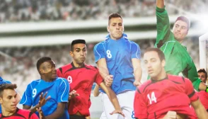 Immagine in primo piano dei giocatori di calcio