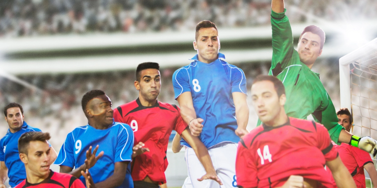Immagine in primo piano dei giocatori di calcio