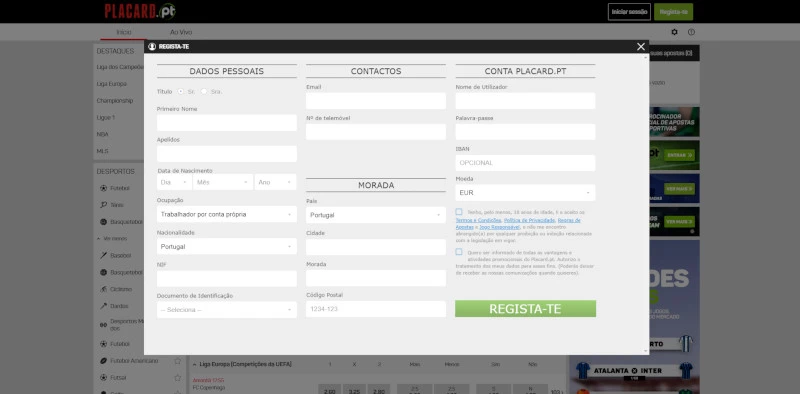 captura imagem placard online registo