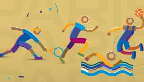 Imagem mostra ilustrações de atletas de diversas modalidades