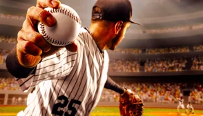 Imagem mostra jogador de beisebol arremessando a bola