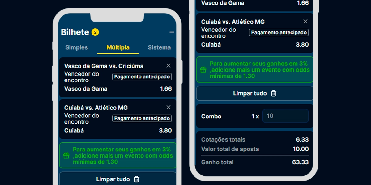Imagem mostra smartphones abertos na página de apostas da Estrelabet