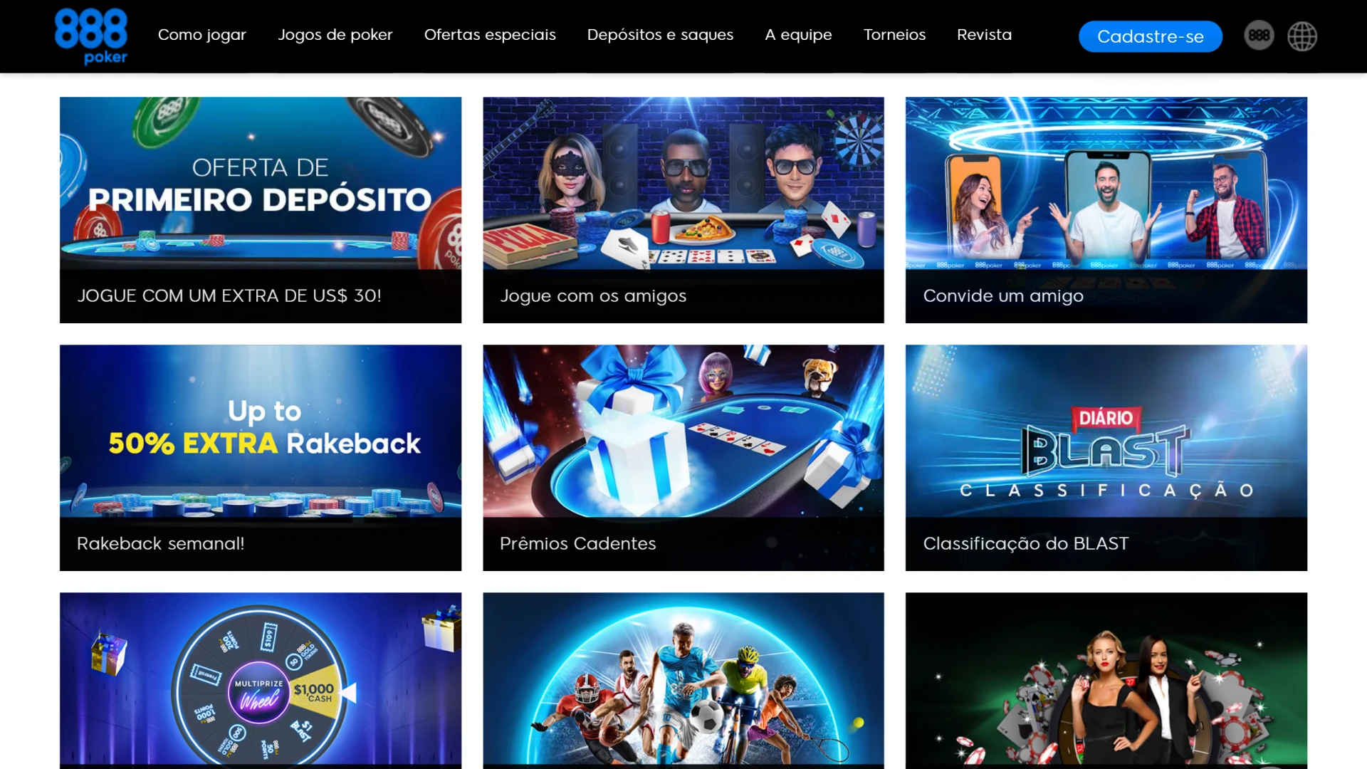 Imagem captura mostra página de bónus da 888 Poker