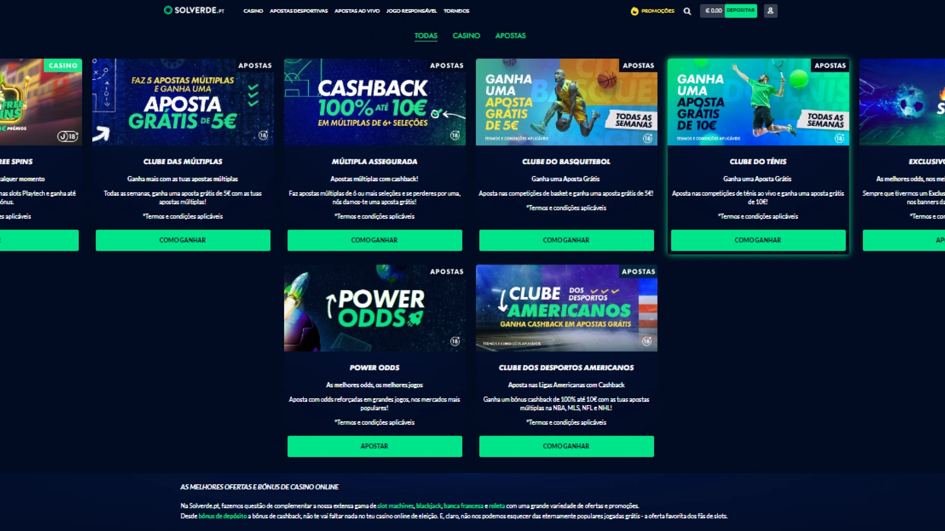 imagem captura mostra página de bônus da Solverde