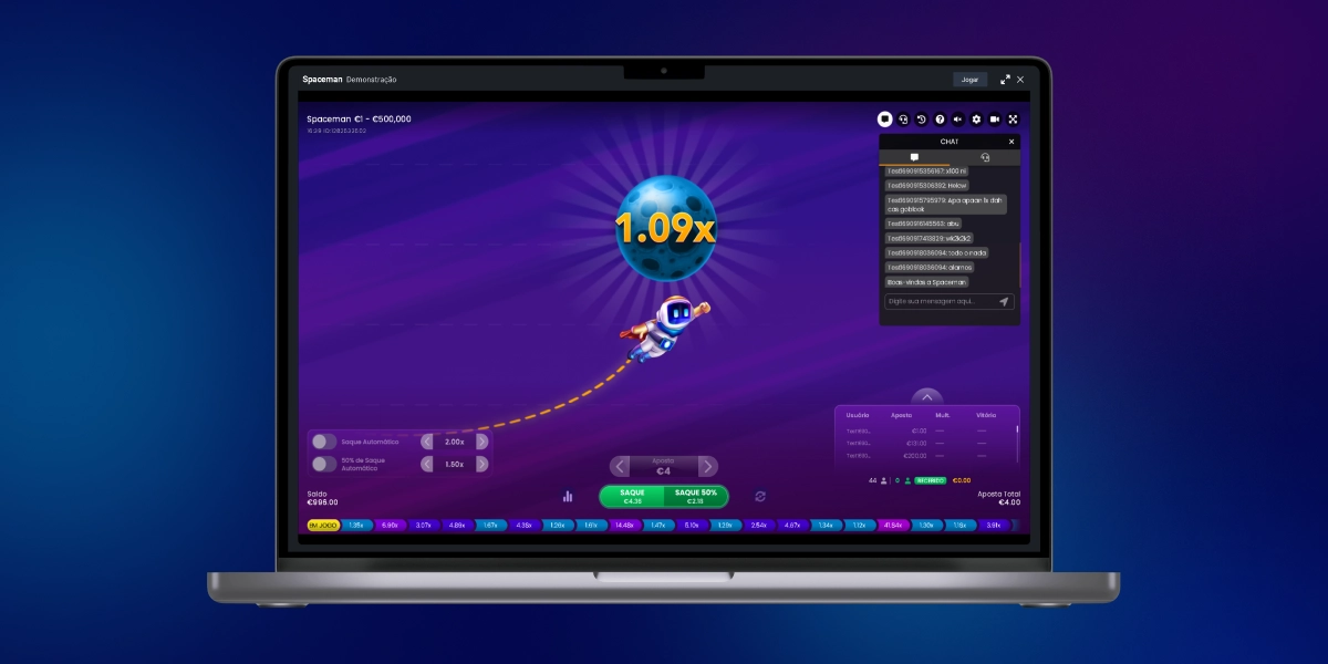 imagem mostra notebook mostrando a função de multiplicadores no jogo Spaceman
