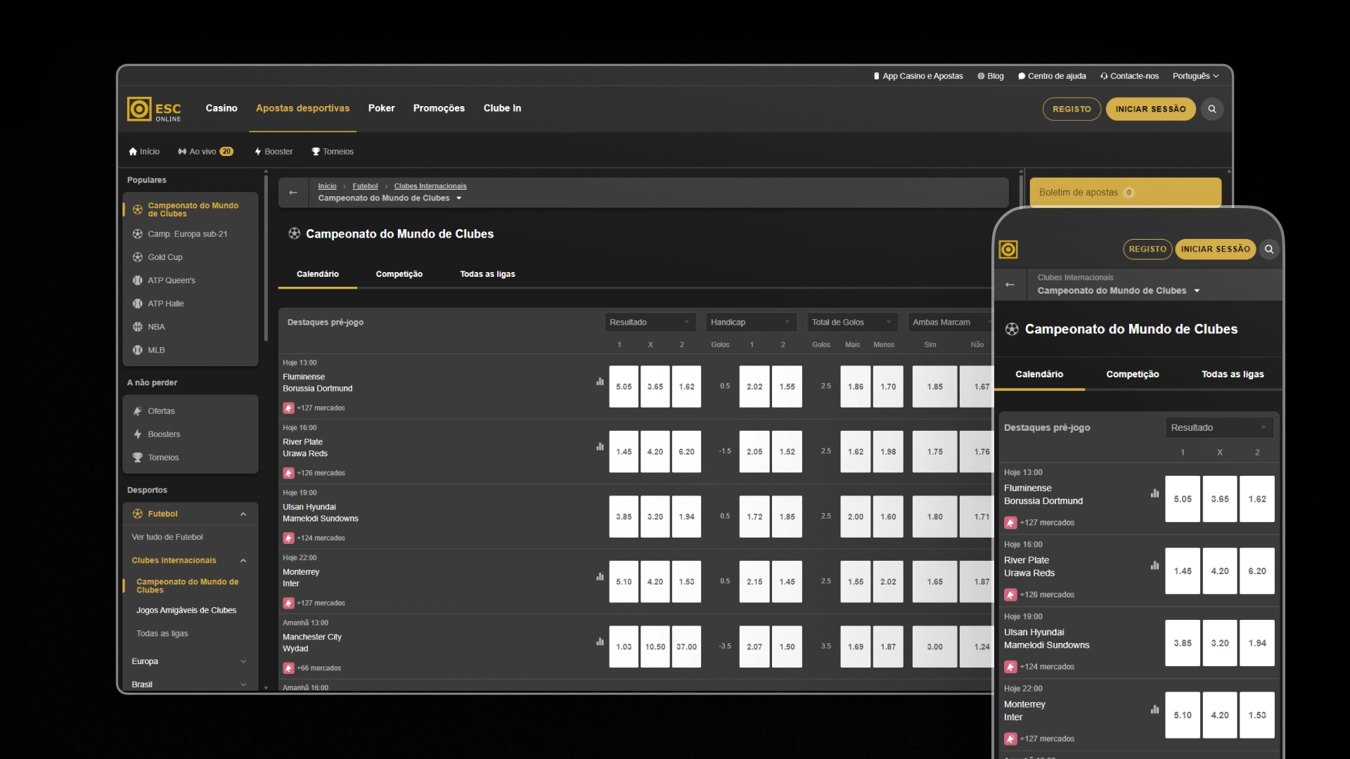 captura de ecrã Eventos Desportivos ESC Online