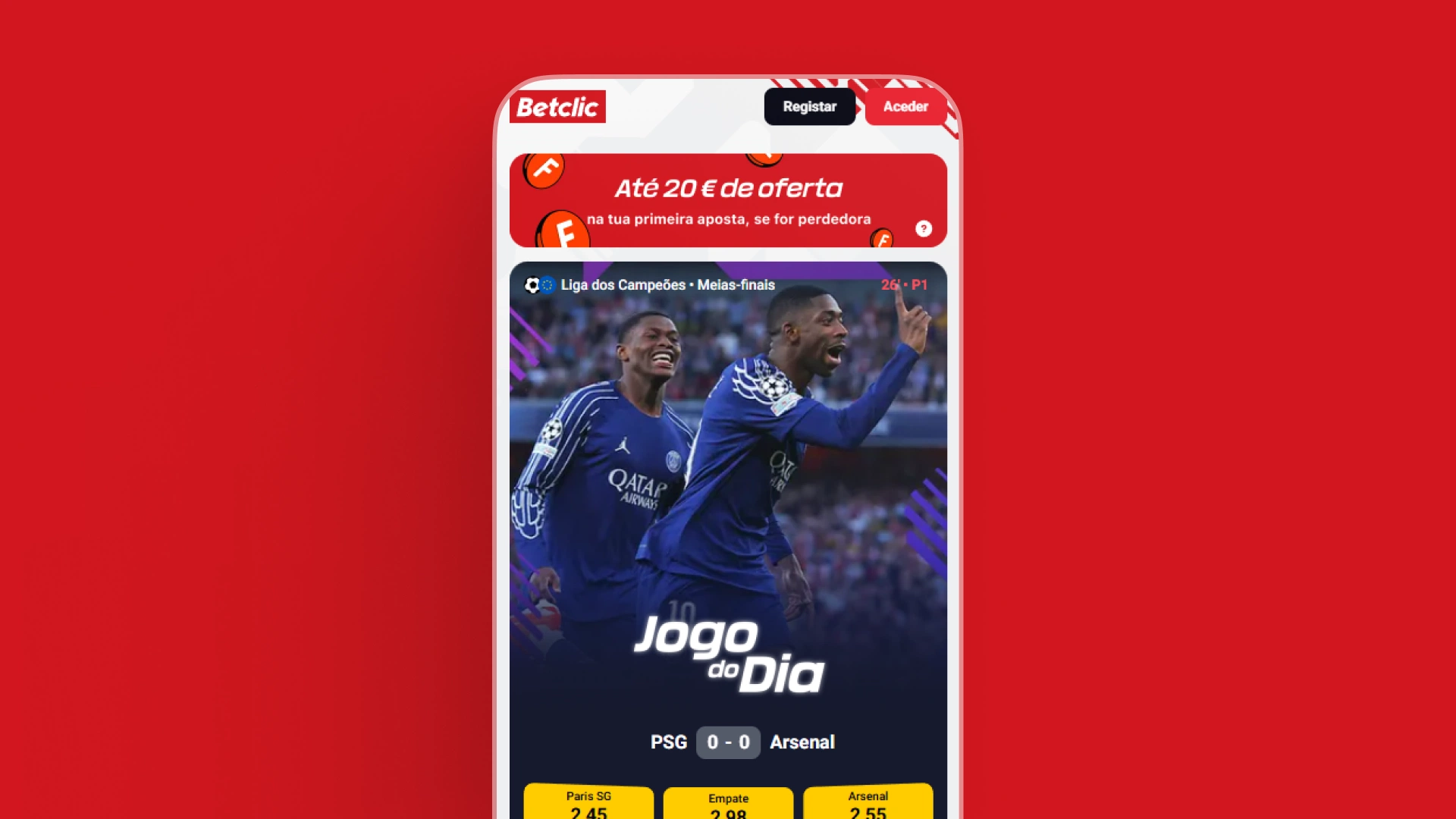 captura de ecrã app betclic
