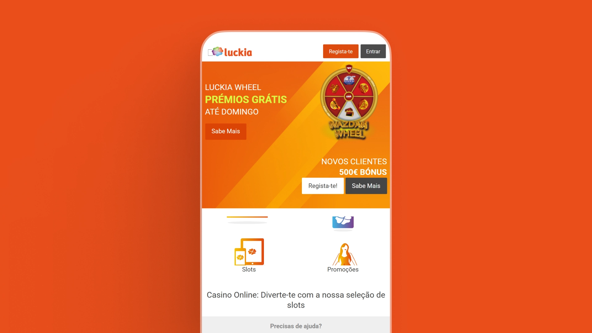 captura de ecrã registro app telemovel Luckia