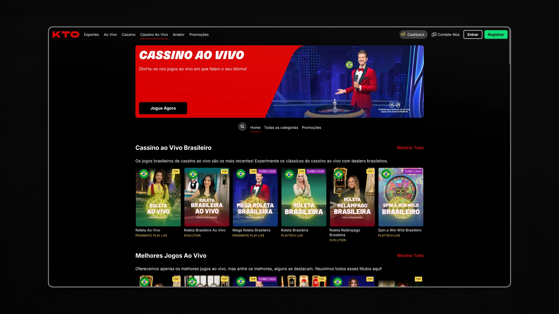 imagem captura cassino ao vivo KTO