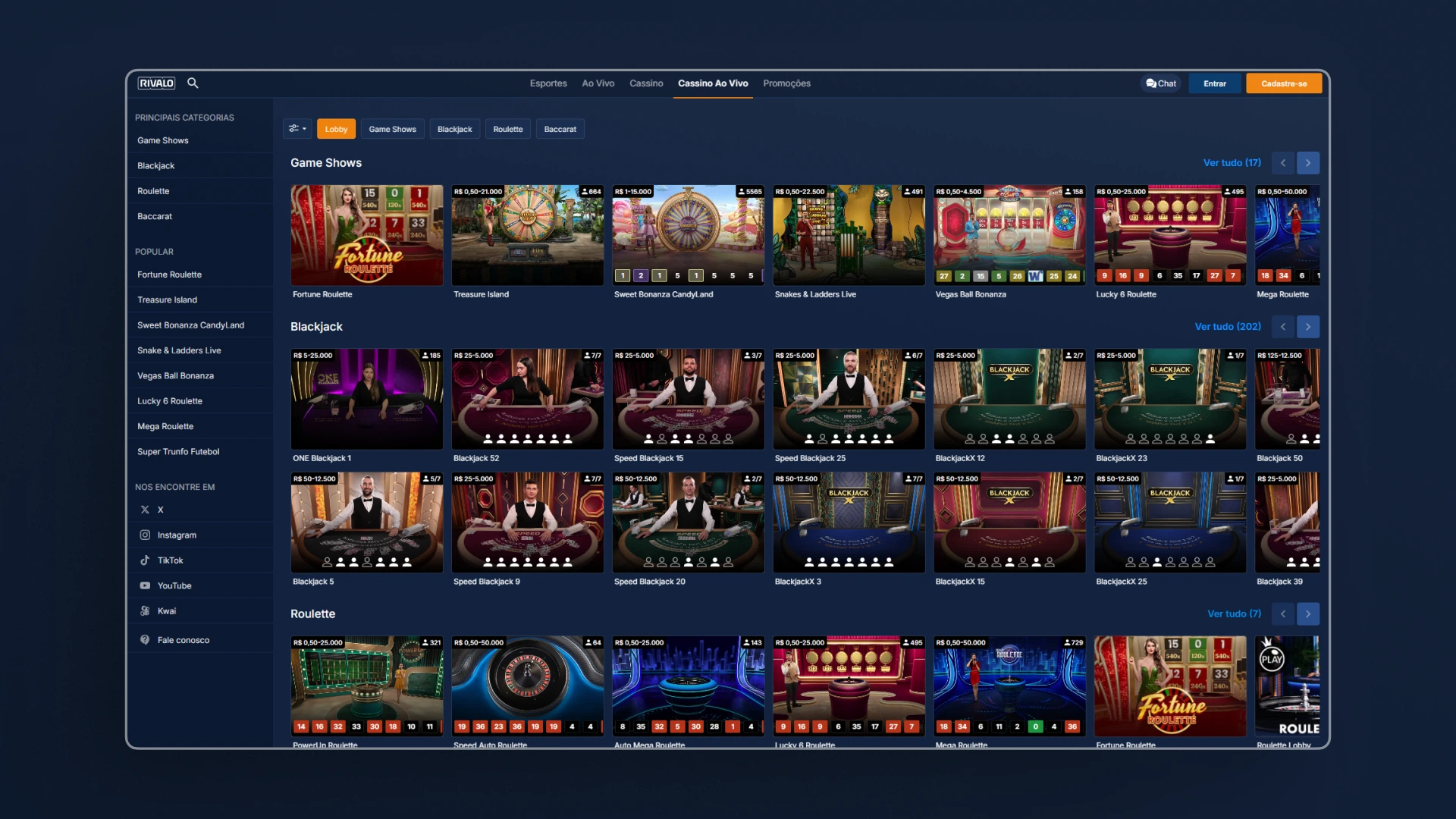 imagem captura cassino ao vivo rivalo