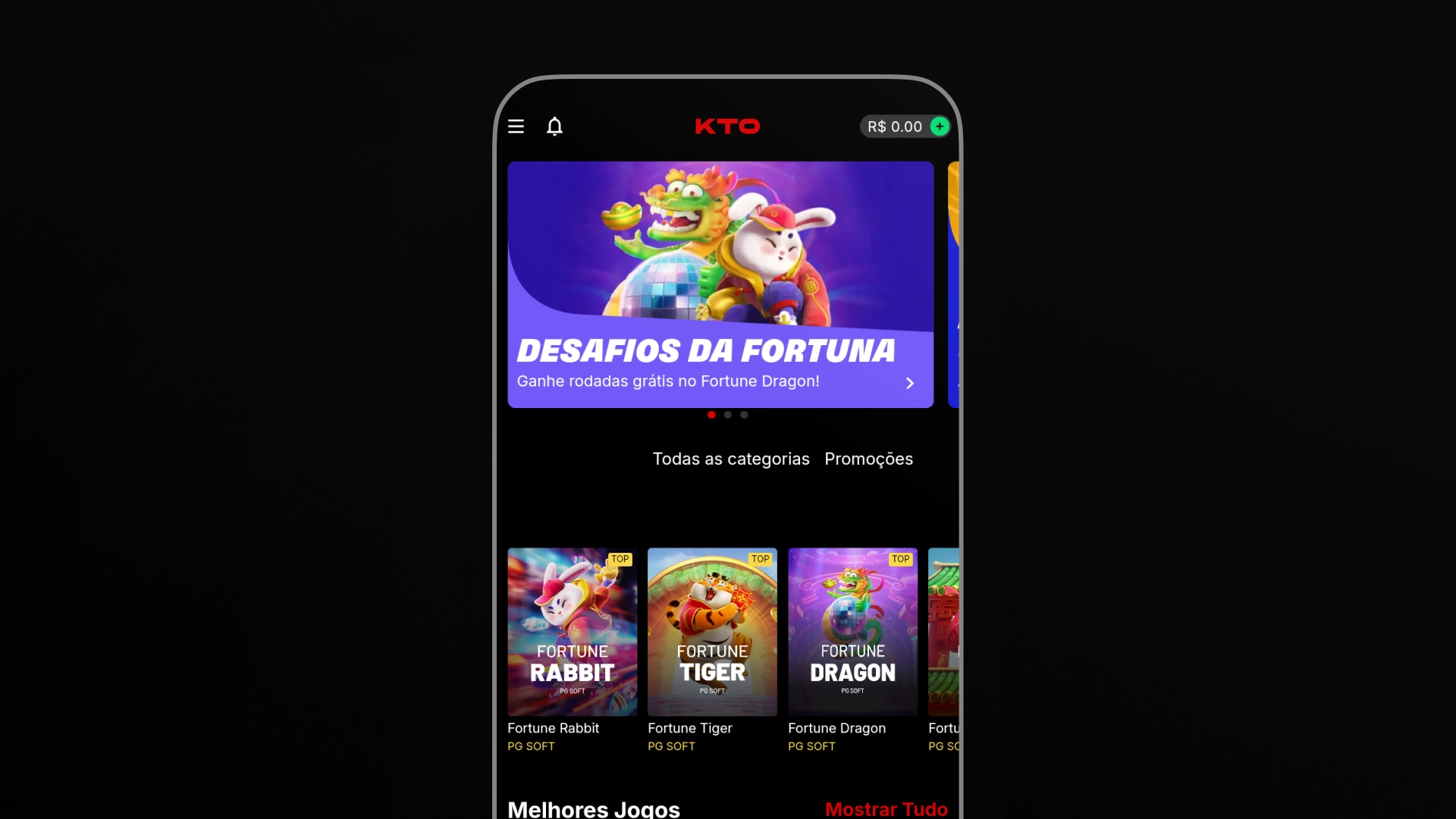 imagem mockup Cassino app KTO