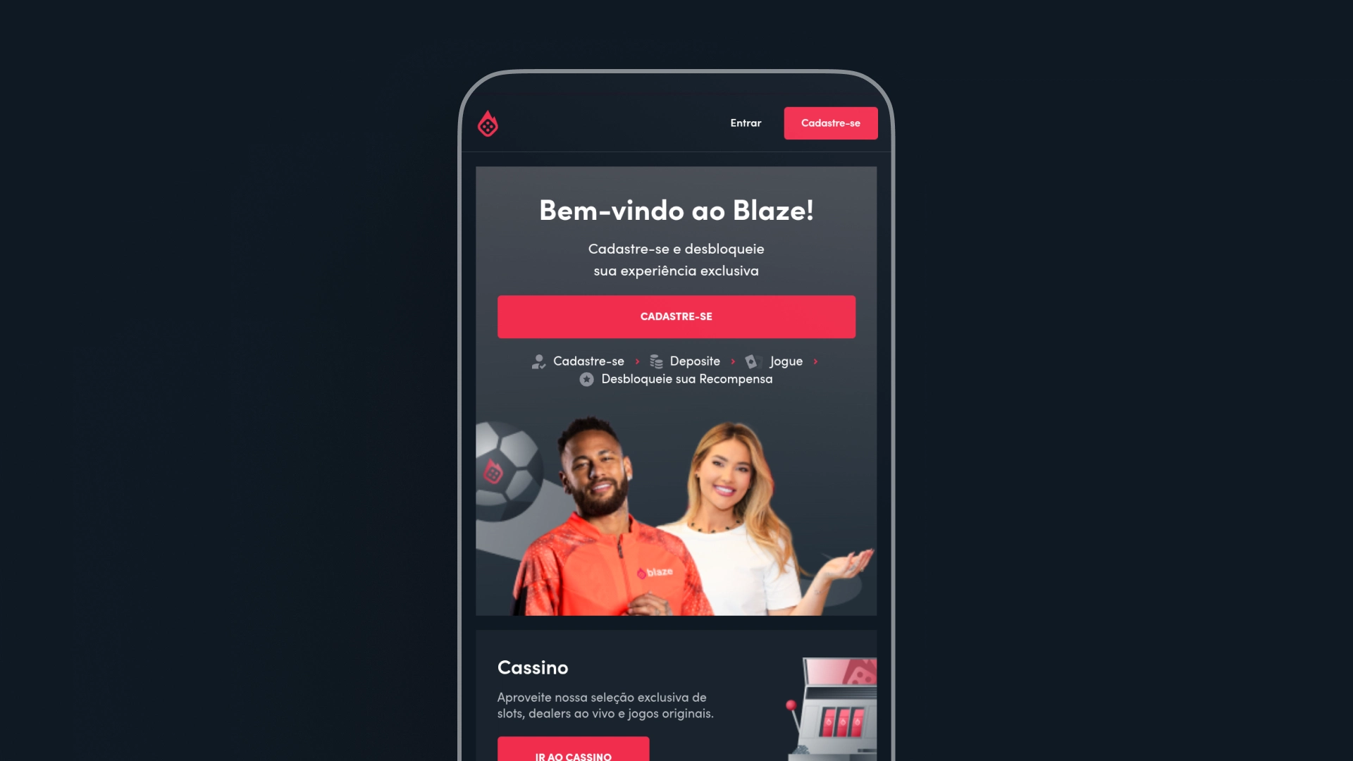 imagem mockup Cassino app blaze