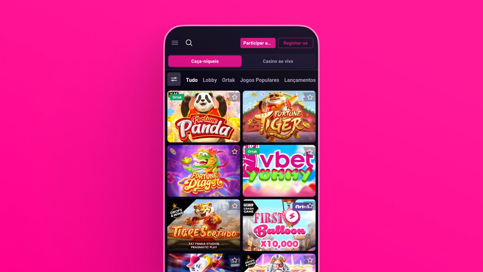 imagem mockup Cassino app vbet