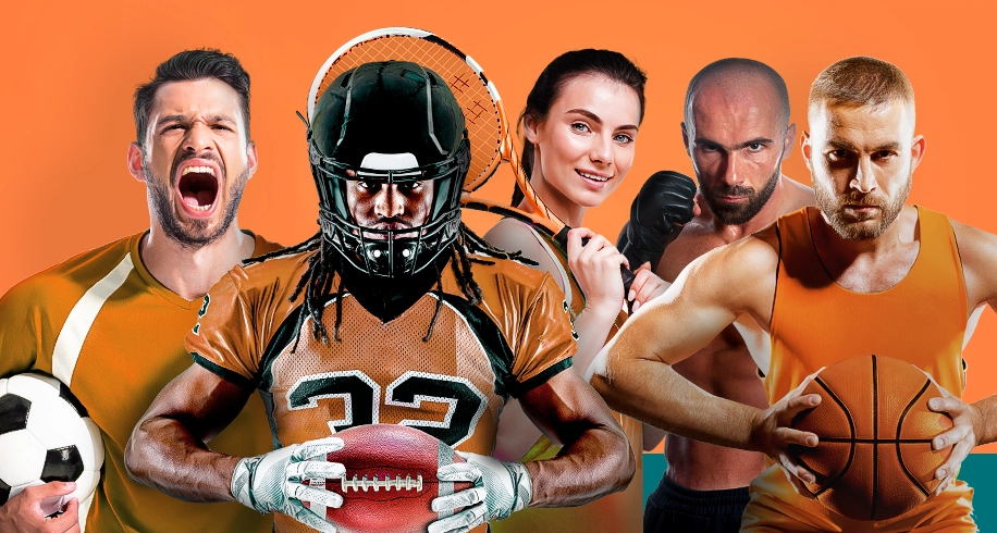 Imagem mostra jogadores de diversas modalidades esportivas