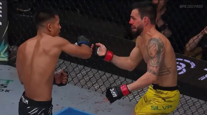 Joshua Van nocauteou Bruno "Bulldog" no encerramento do card preliminar do UFC 316 (Foto: Reprodução/UFC)