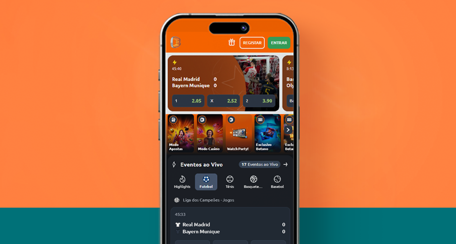 Imagem mostra smartphone aberto na aplicacao da Betano
