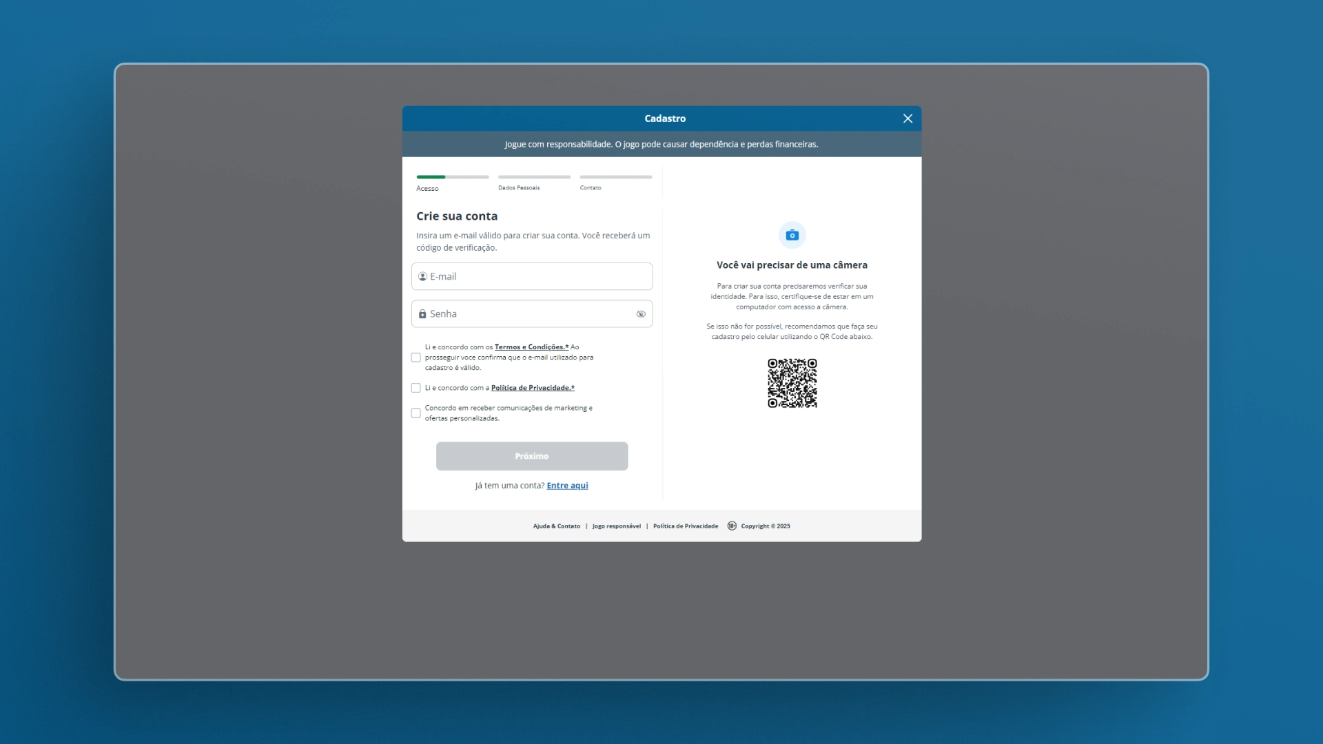 screenshot cadastro 1 Sportingbet