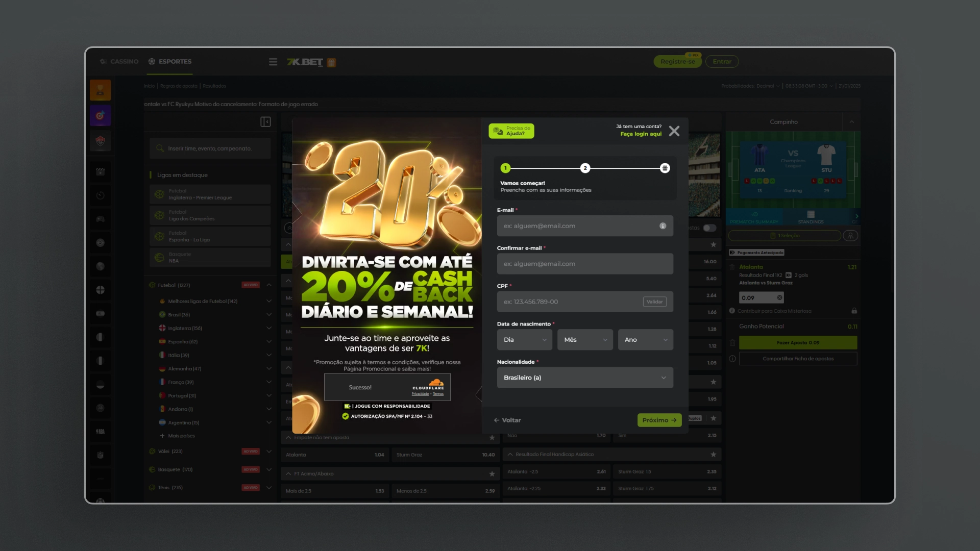 screenshot cadastro 1 bet7k