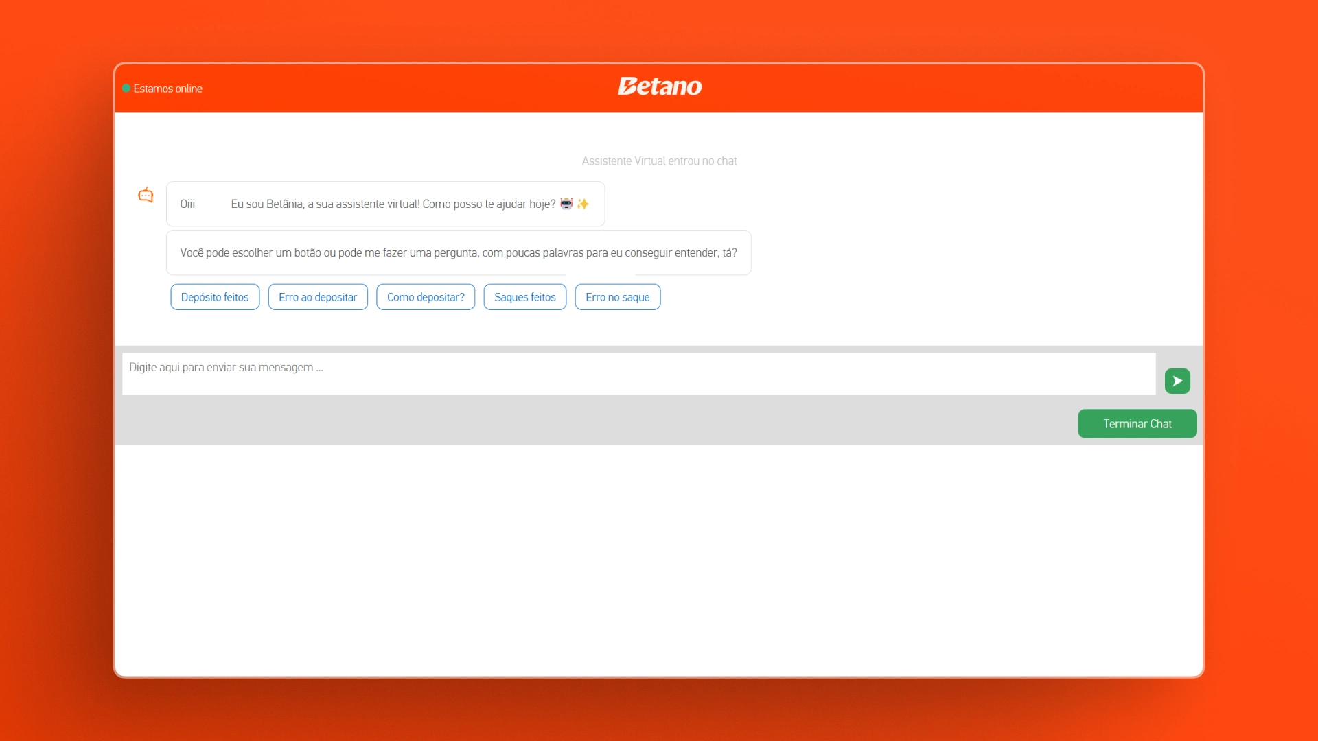 screenshot chat suporte betano