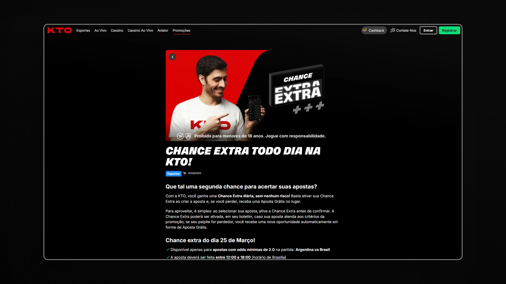 screenshot pagina bonus bonus chance extra kto