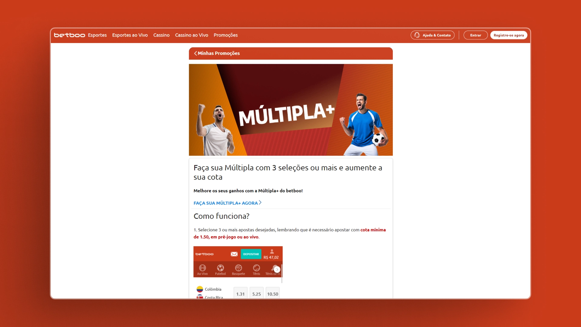 screenshot pagina bonus multipla mais Betboo