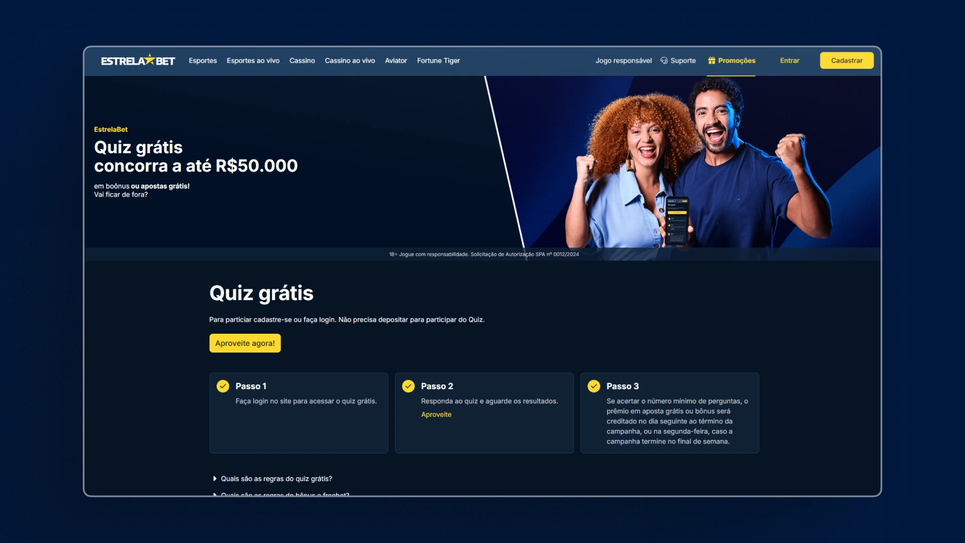 screenshot promoção estrela bet