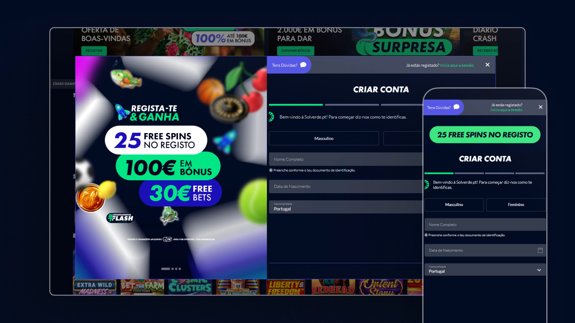 screenshot registo solverde
