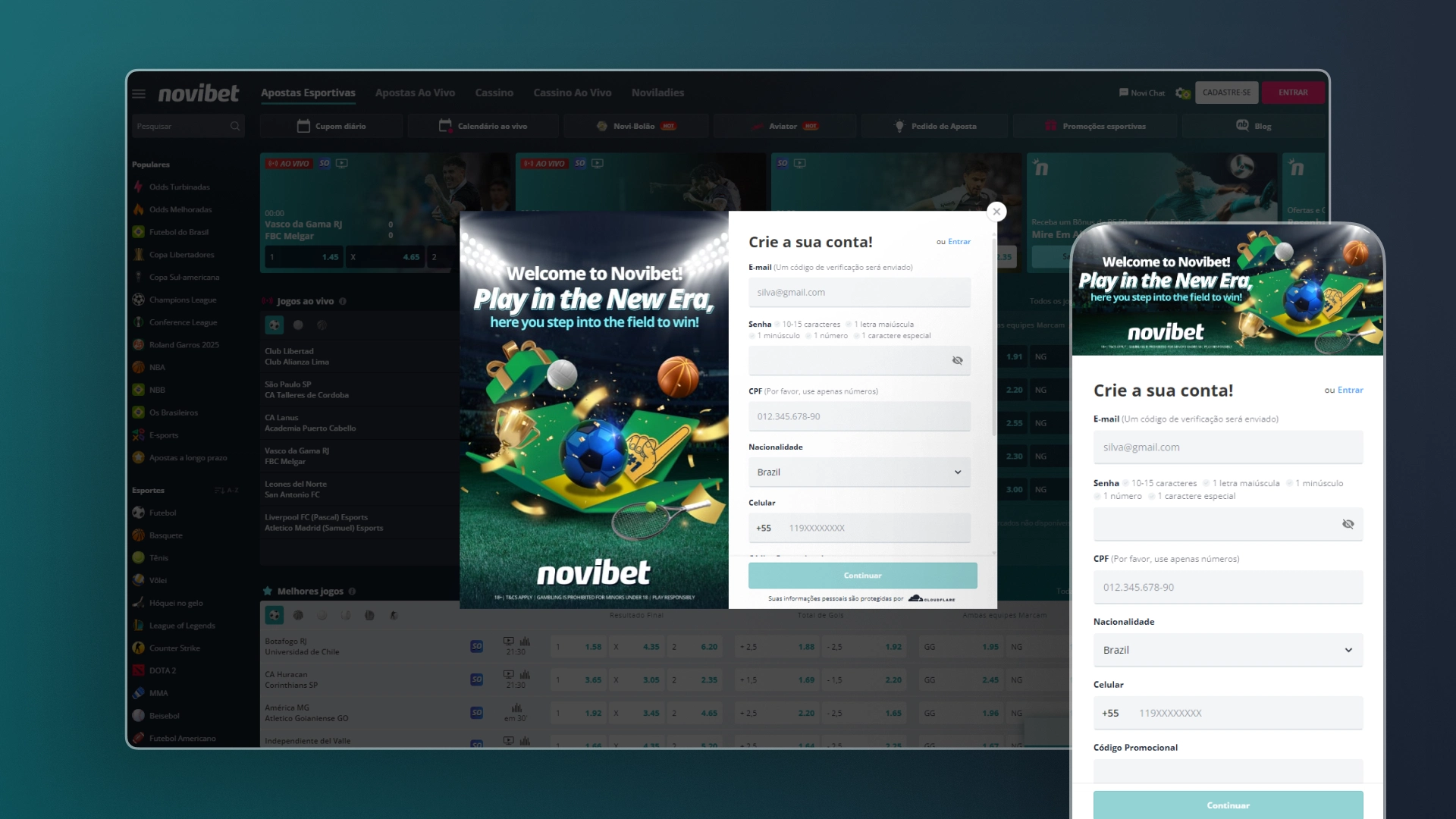 screenshot registro Novibet