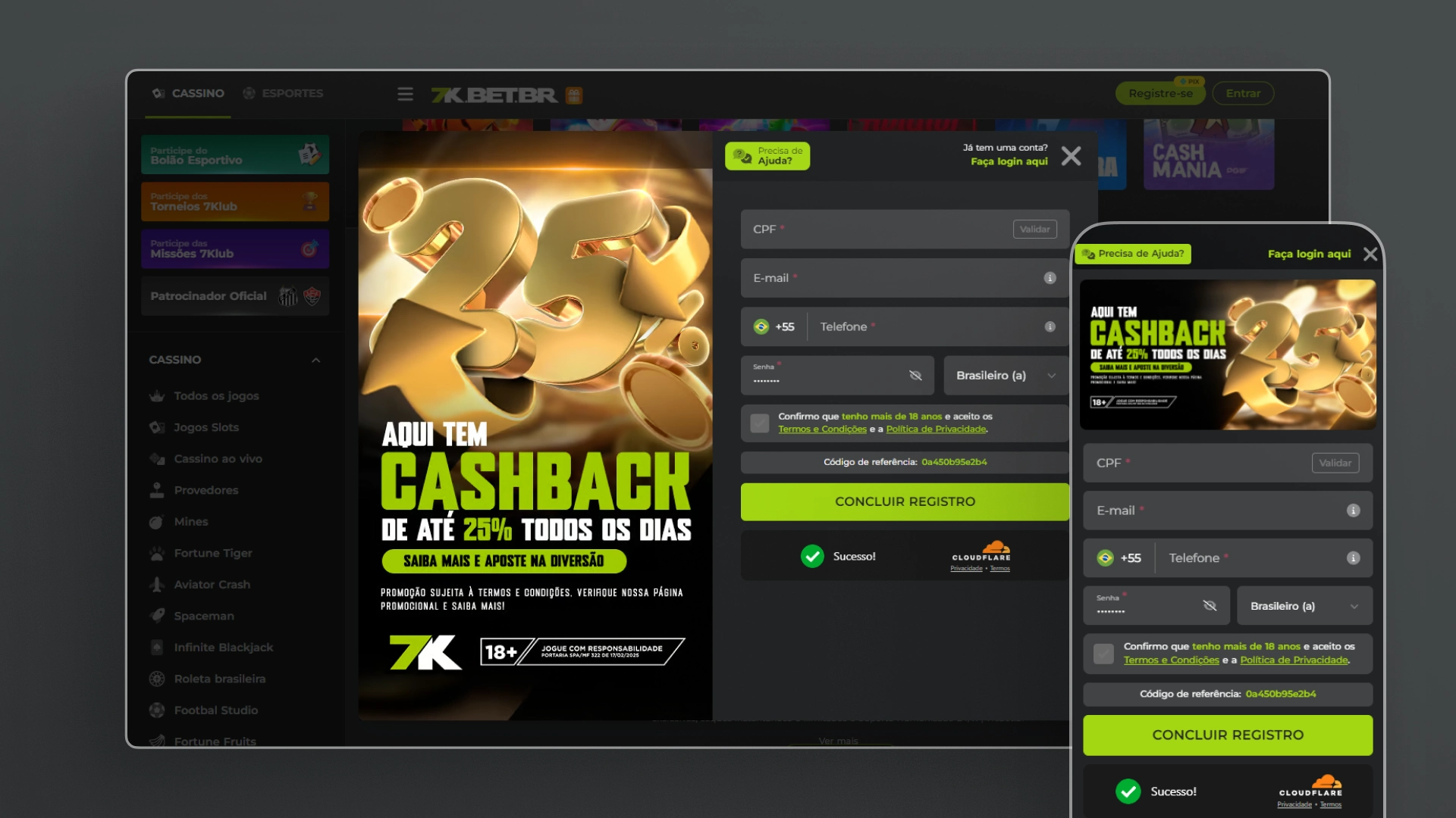 screenshot registro bet7k