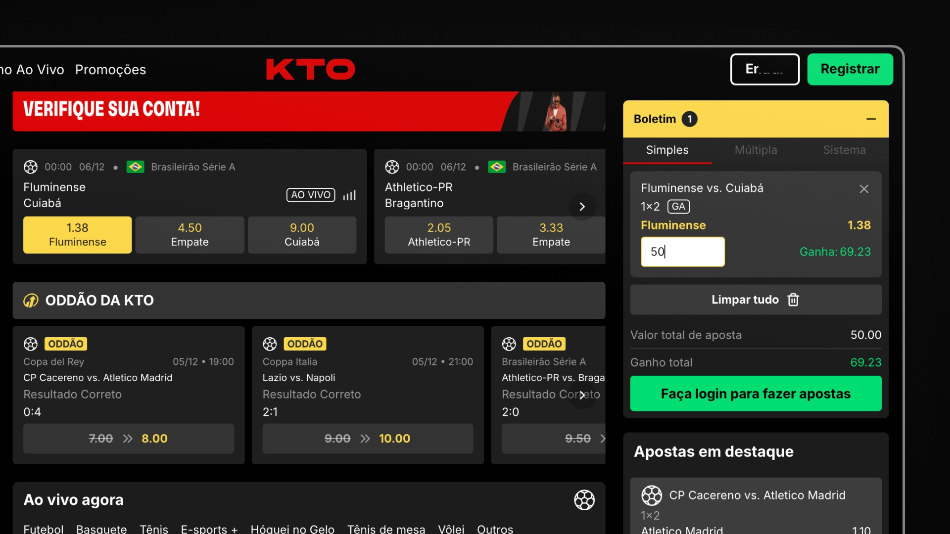 imagem Configure o Cupom de Apostas KTO