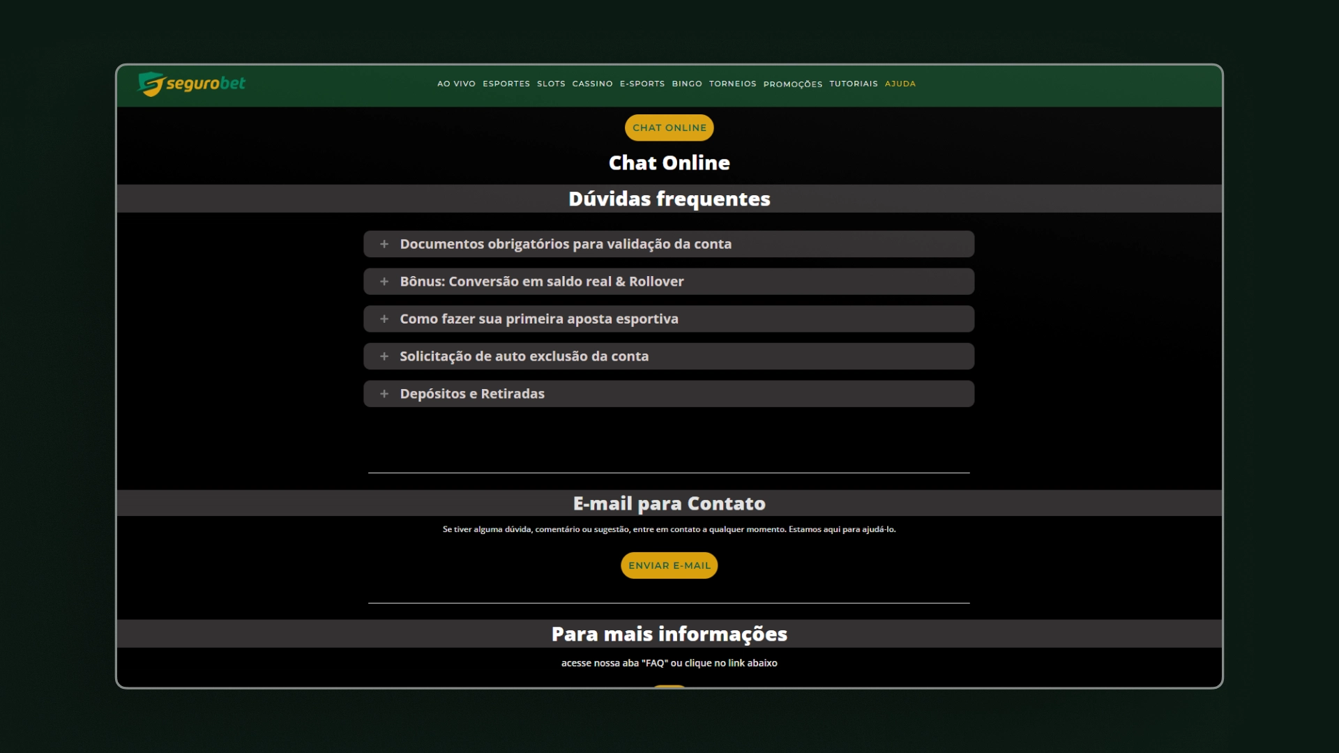 screenshot ajuda segurobet