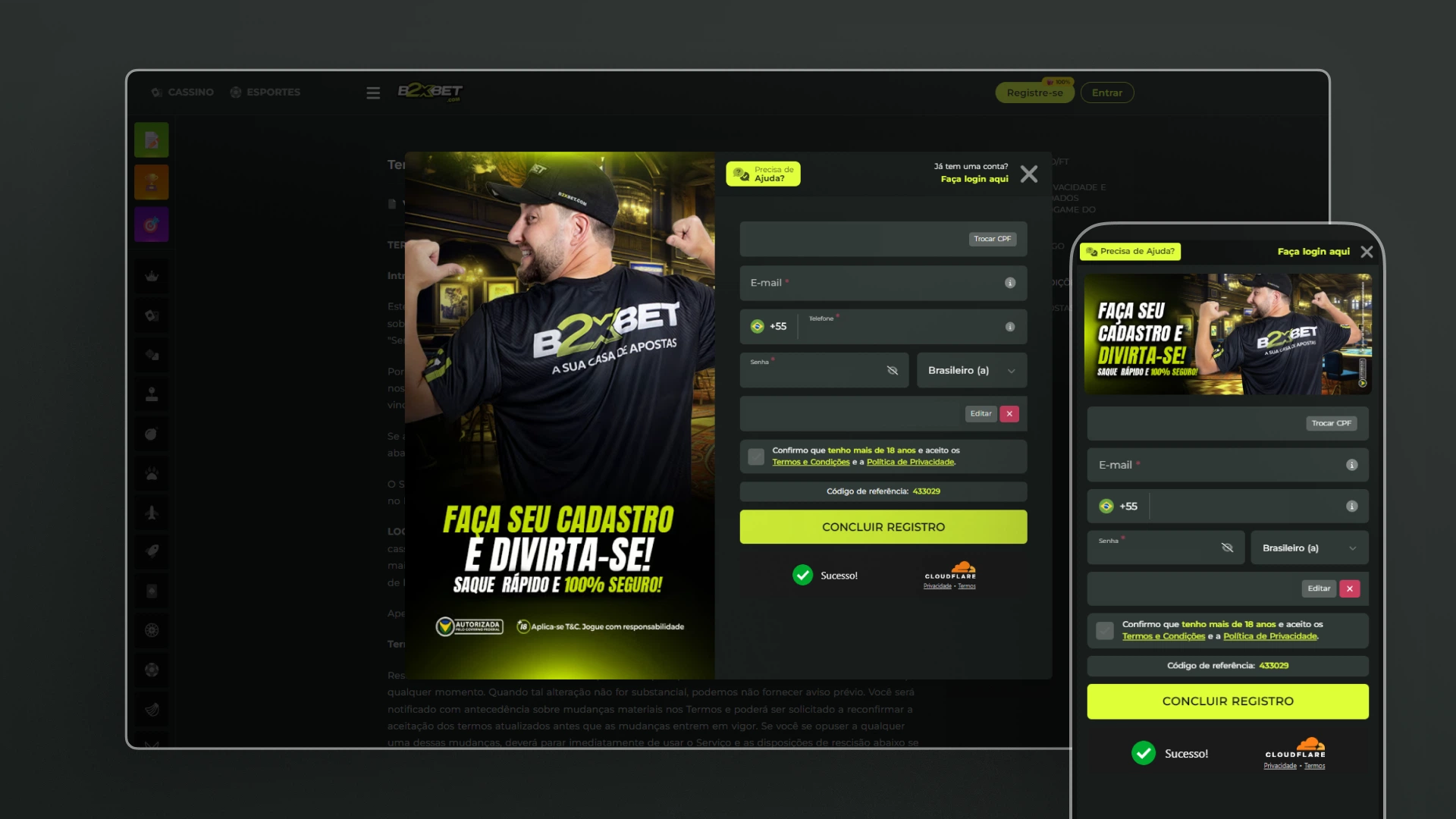 screenshot cadastro B2xBet