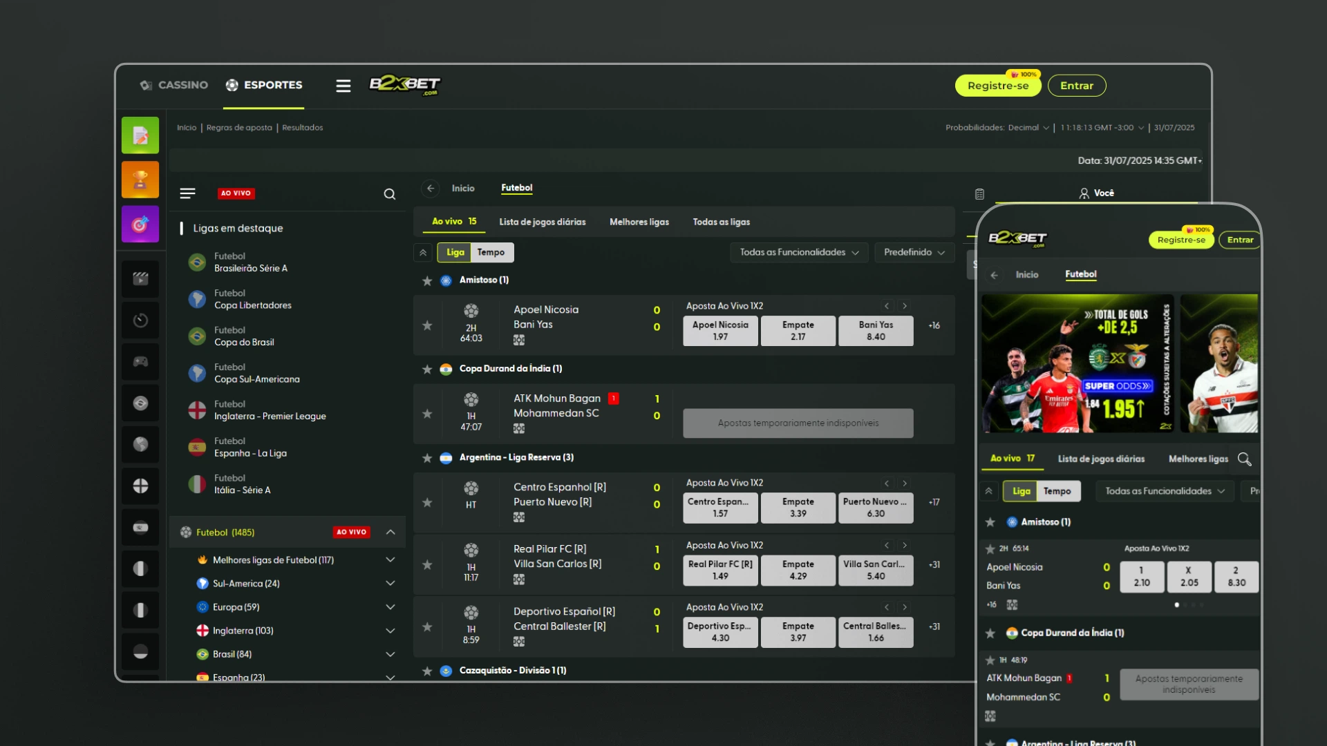 screenshot futebol ao vivo B2xBet