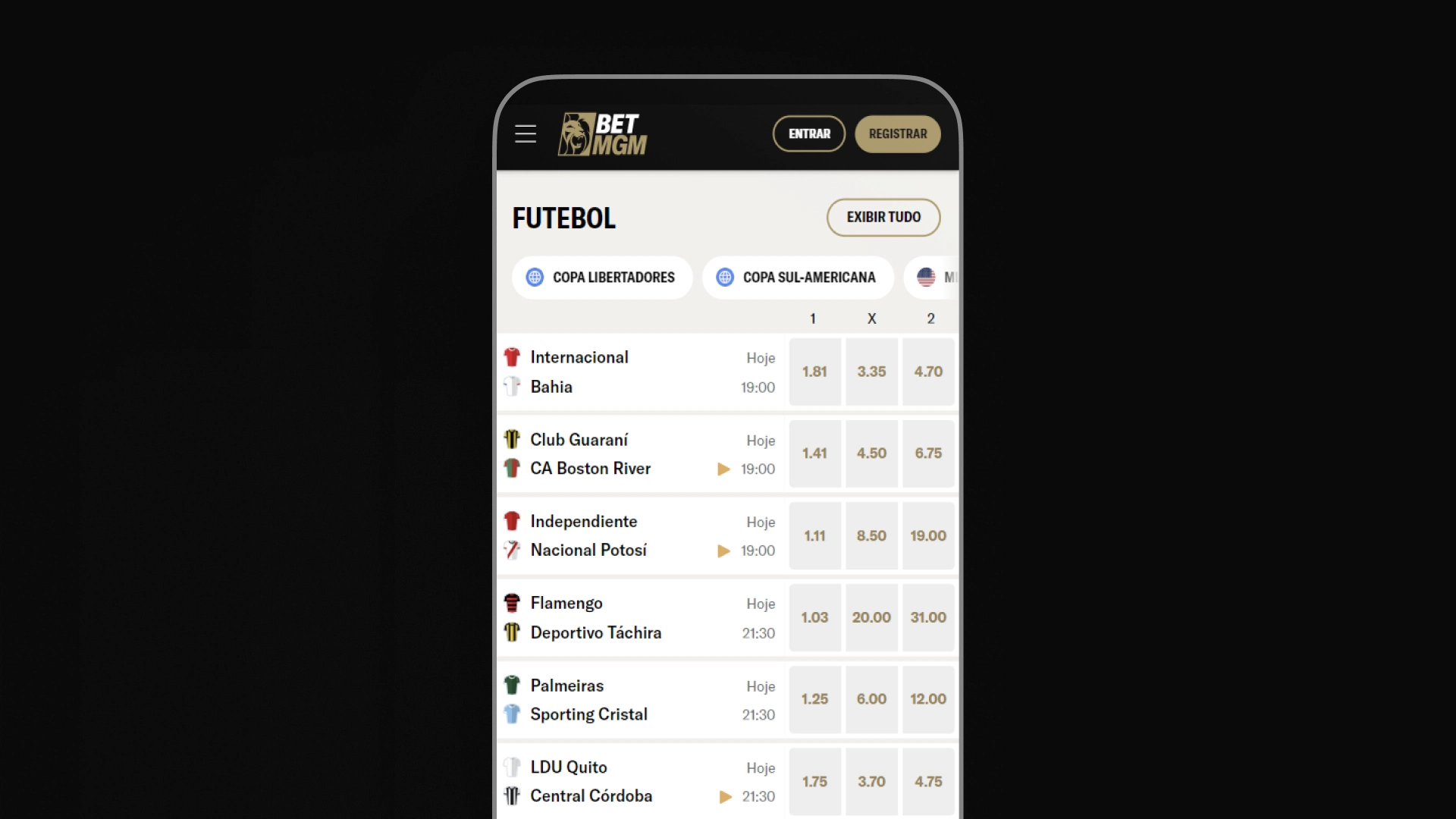 screenshot mobile apostas esportivas BetMGM