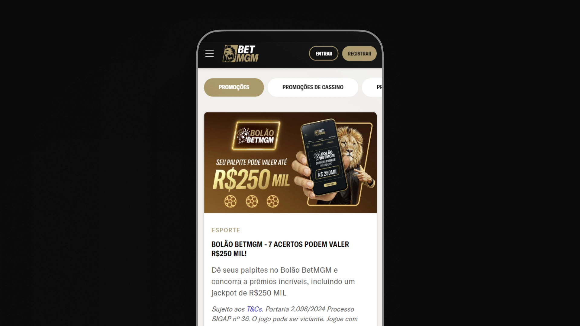 screenshot mobile bonus e promoçoes BetMGM