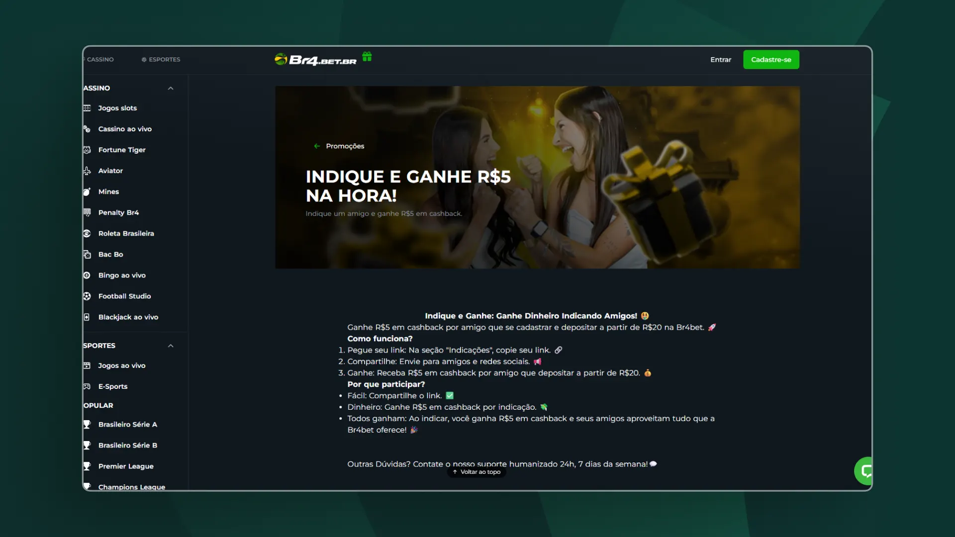 screenshot promoção Br4Bet