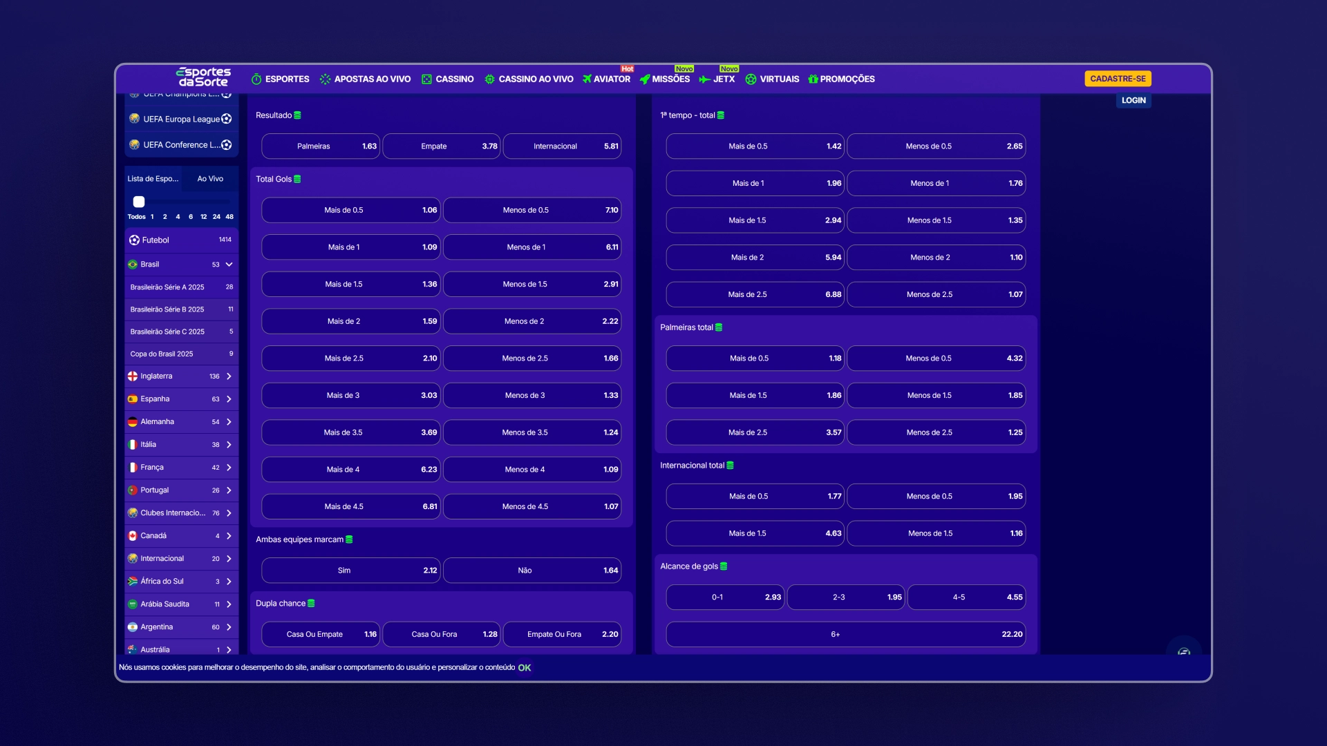 imagem Analise as Odds esportes da sorte