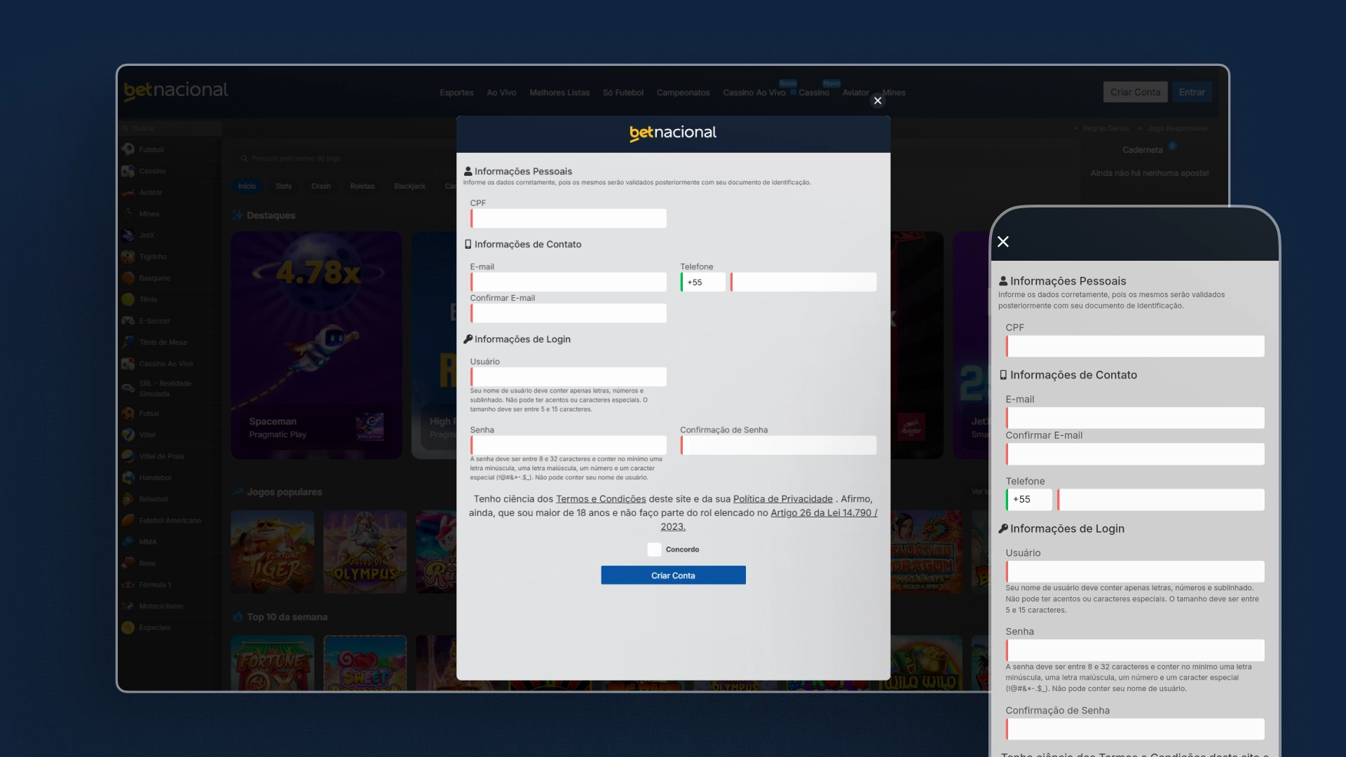 imagem Como se Cadastrar betnacional
