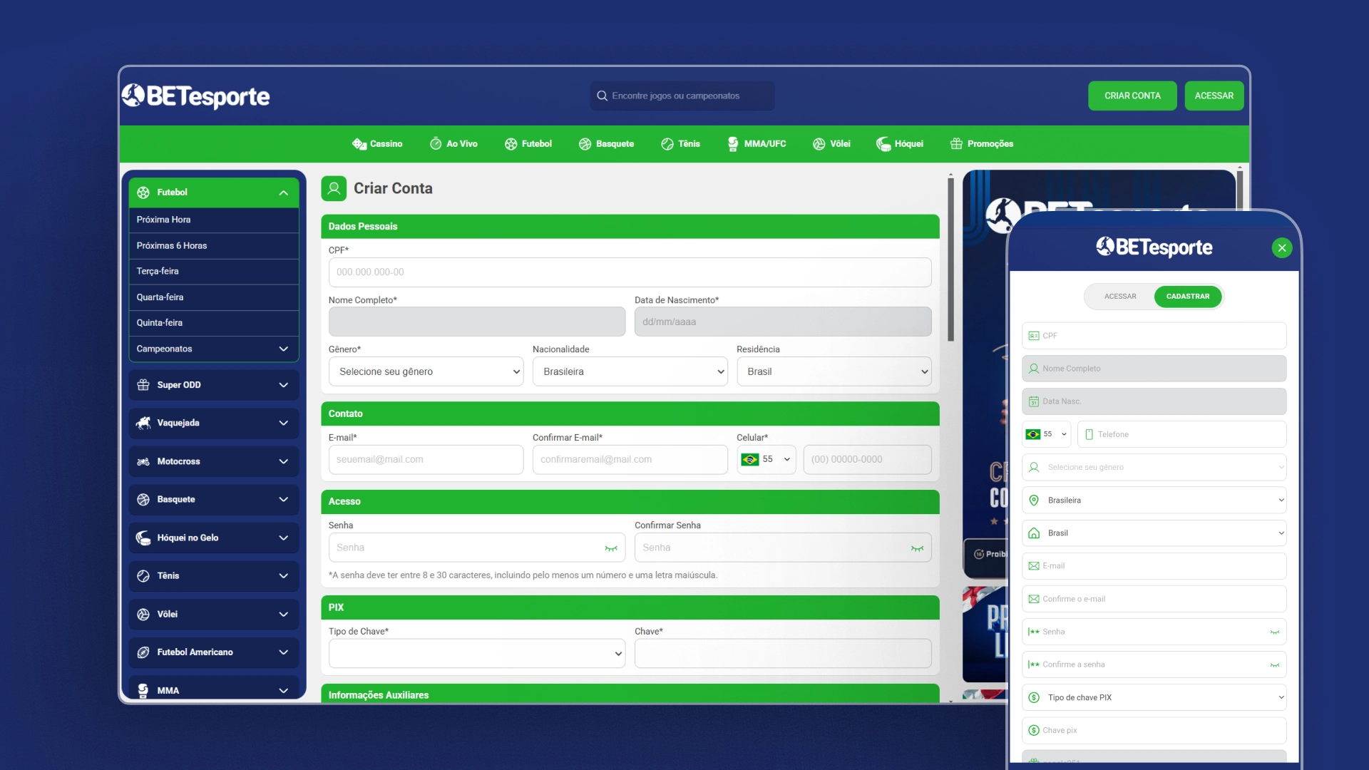 imagem captura cadastro betesporte