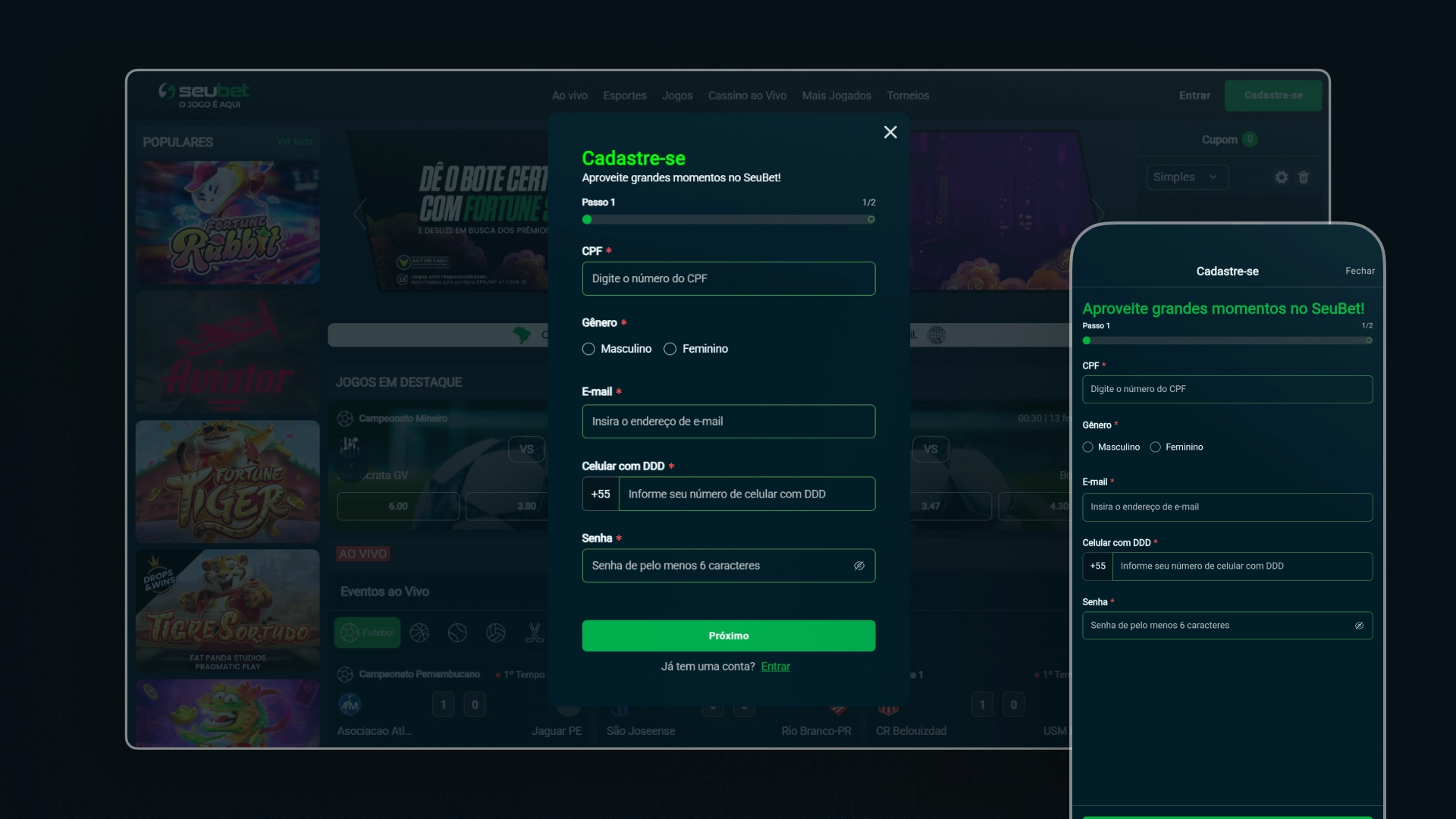 imagem captura cadastro seubet