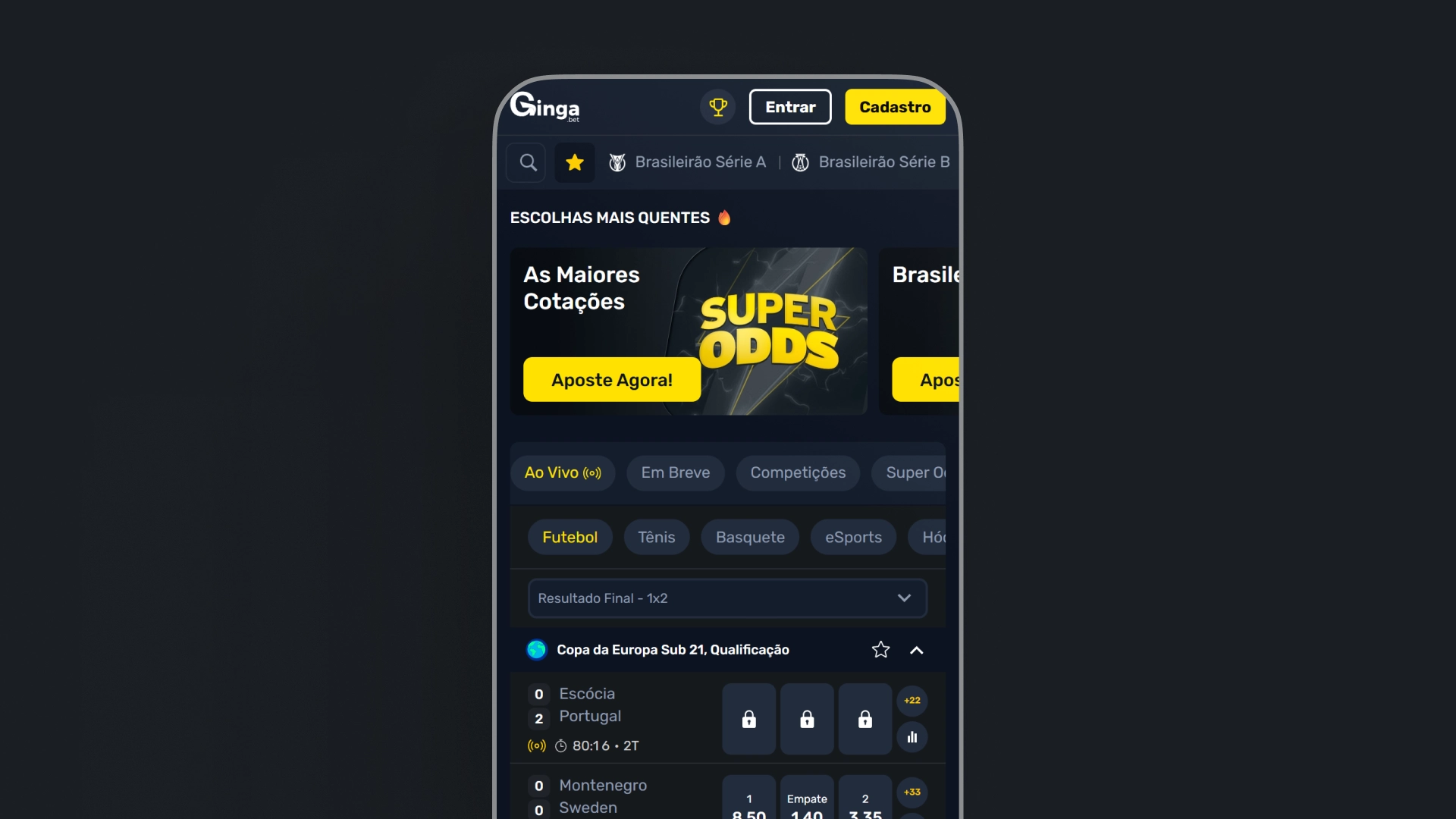 imagem mobile app Gingabet