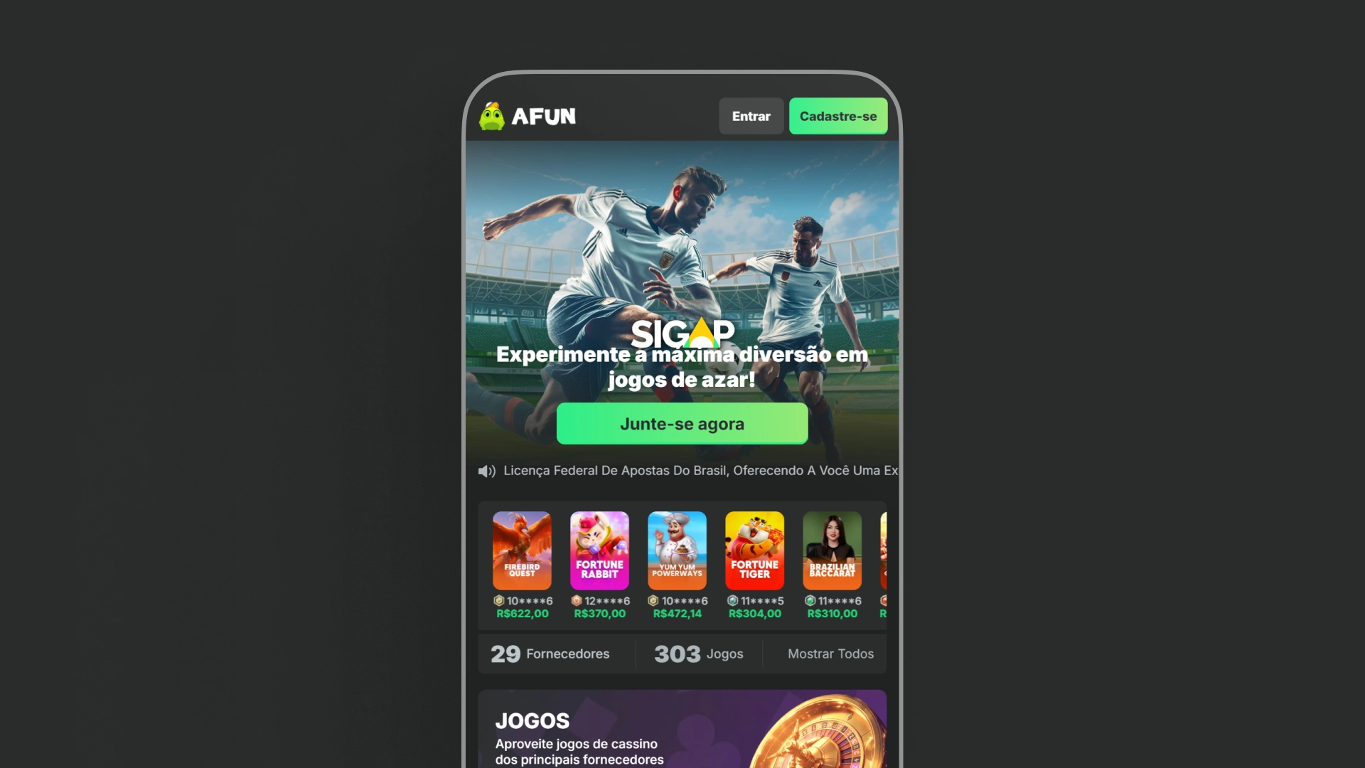 imagem mockup mobile Afun