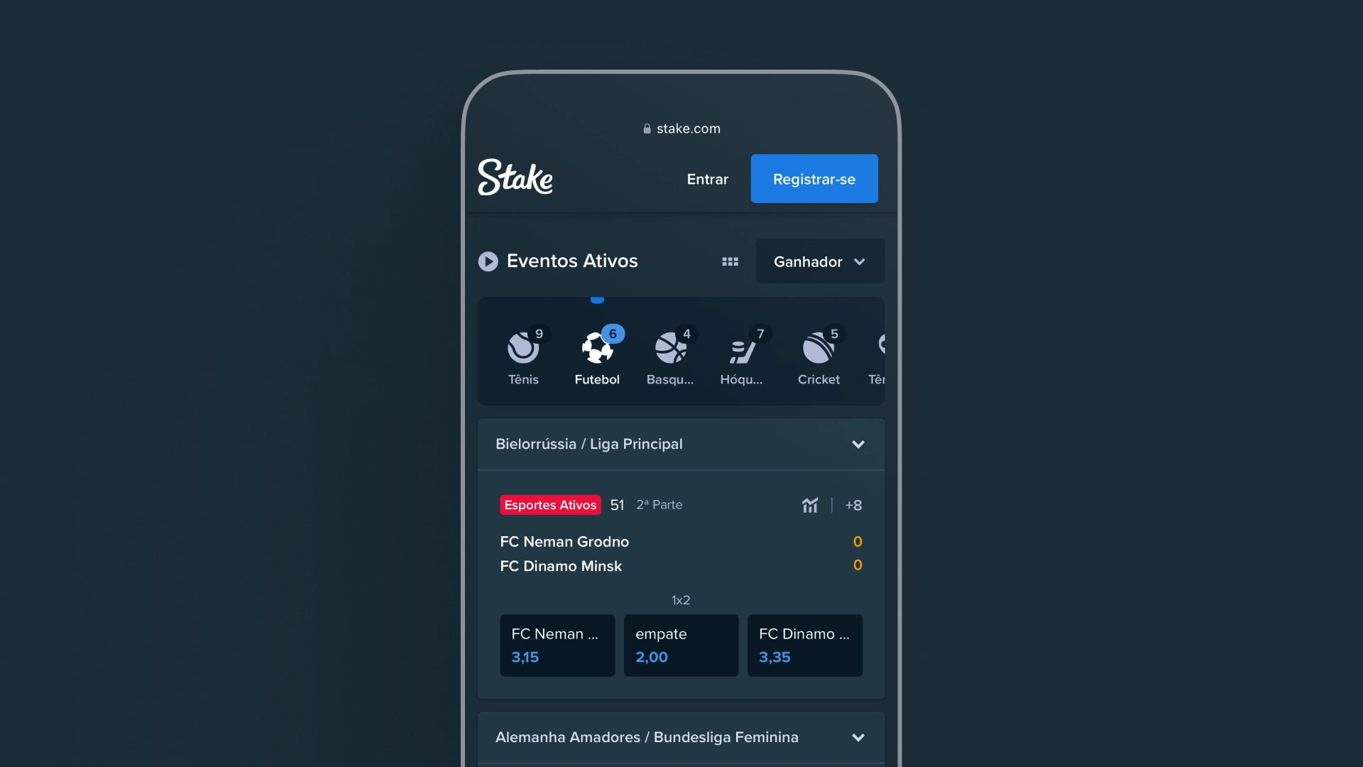 imagem mockup mobile app Stake