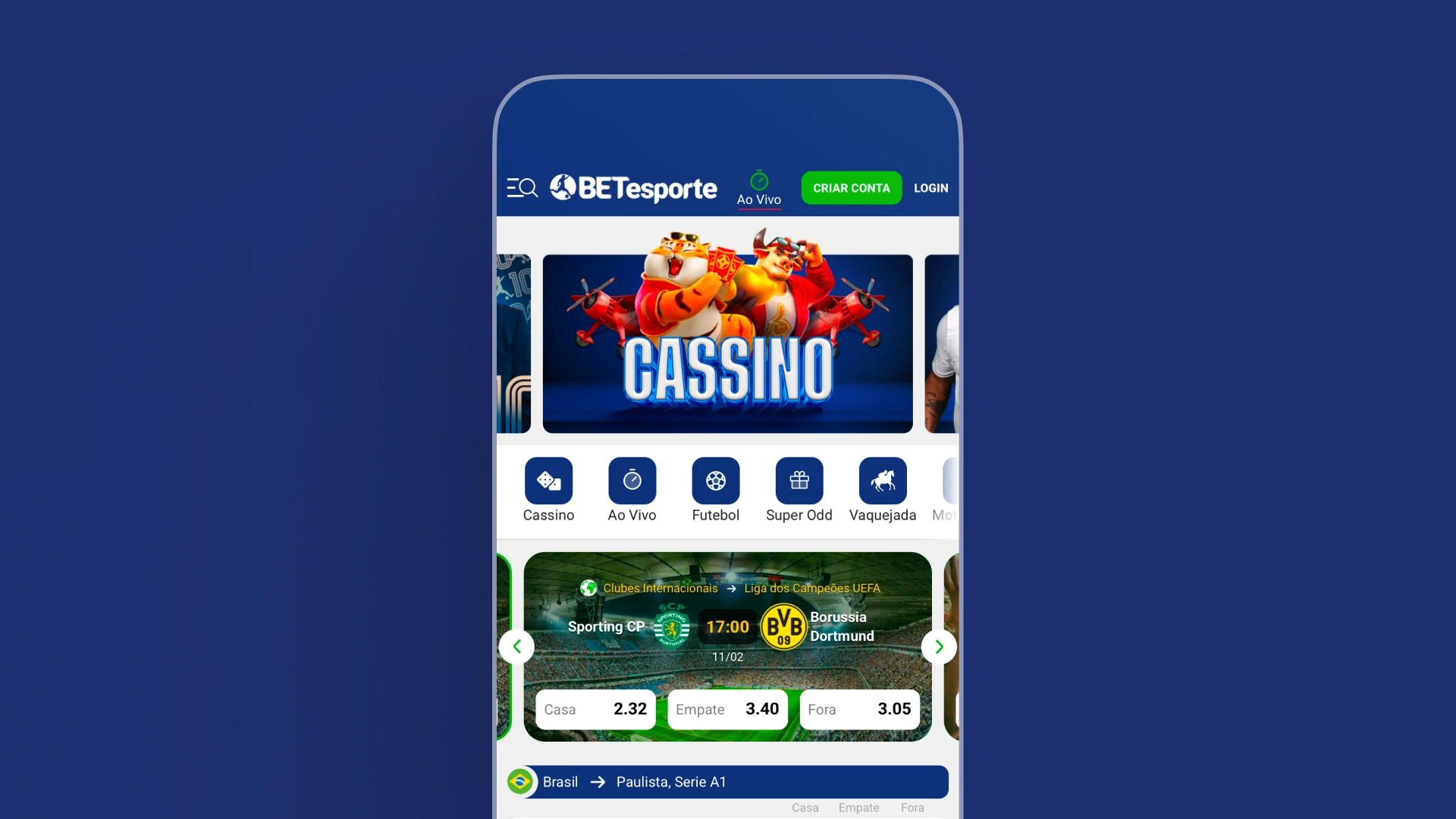 imagem mockup mobile app betesporte