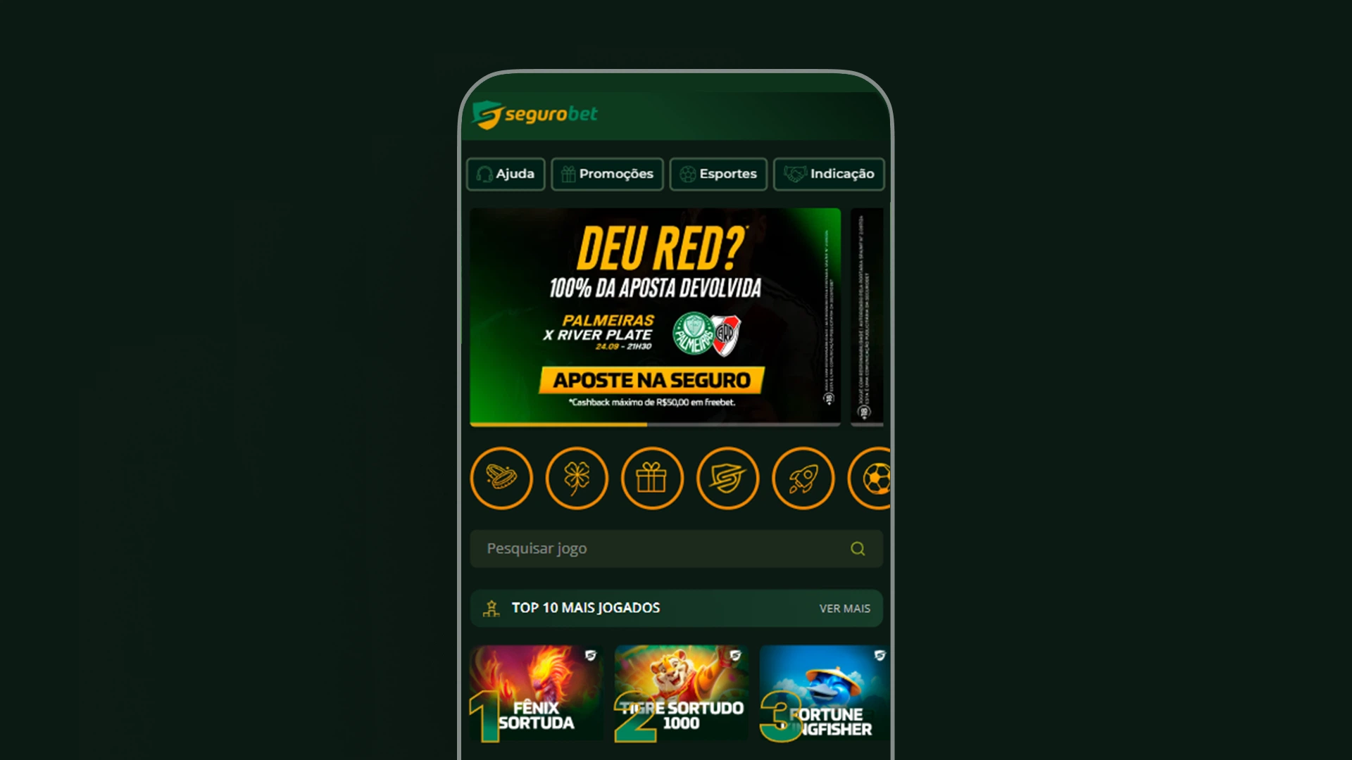 imagem mockup mobile app segurobet
