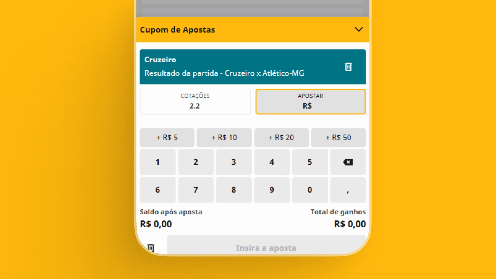 imagem mockup mobile bilhete de aposta betfair