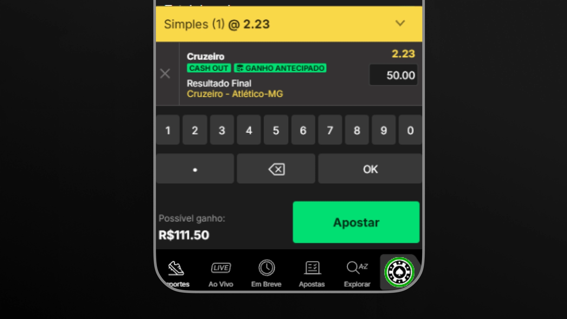 imagem mockup mobile bilhete de aposta kto